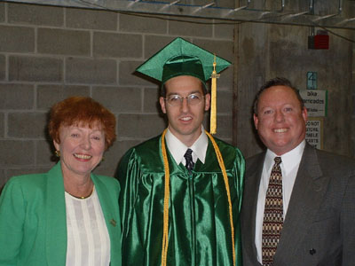 Ruth Ann Foiles and her son Allen with the first Foiles Award winner, Jesse J. Chvojka (center)