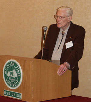 Dr. Milton Muelder during his presentation at the 75th birthday symposium for Dr. Henry Blosser