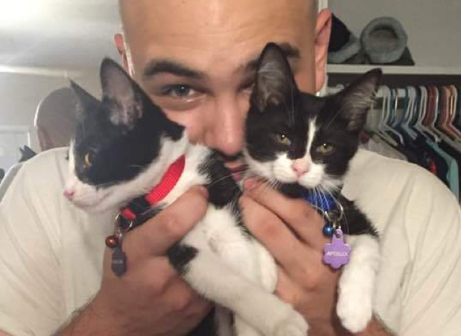 Rysewyk's husband, Zach, and two cats, Apollo and Vulcan, patiently waiting for her to come back to East Lansing after her trip to the South Pole.